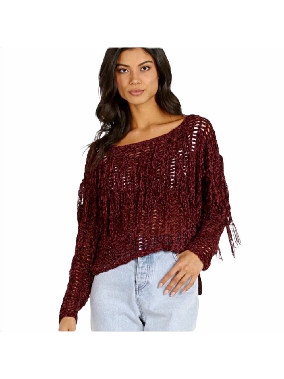 NWT Sage The label‎ chenille fringed sweater SZ XS